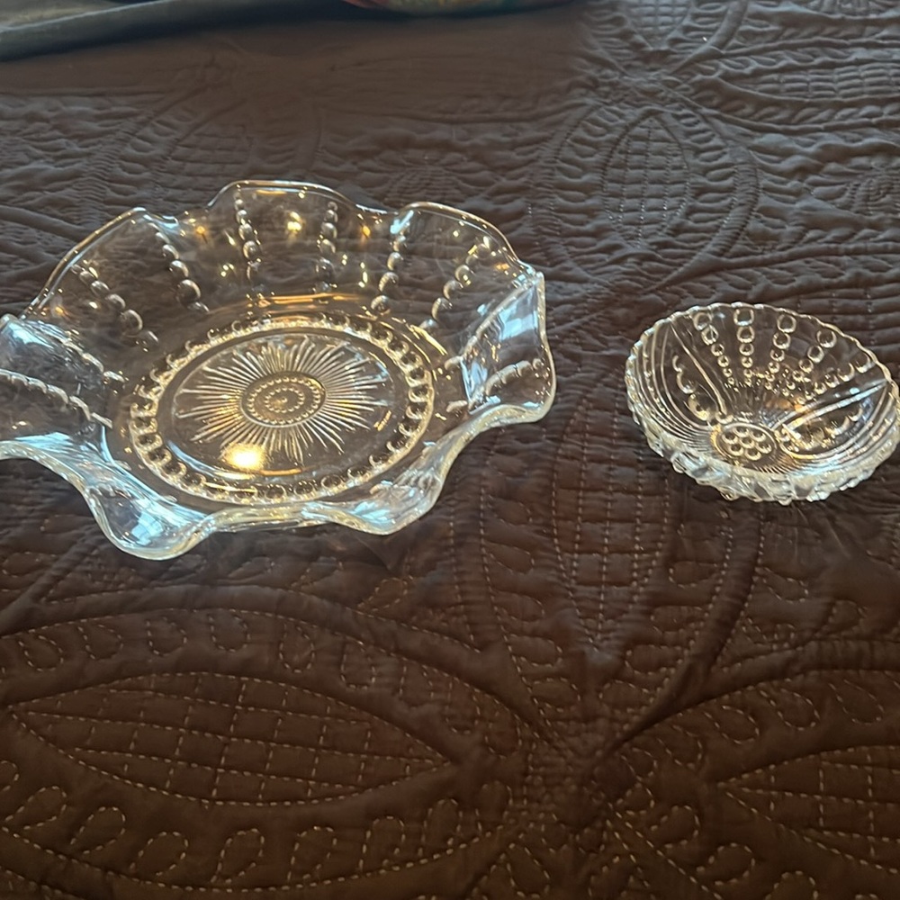 Fluted Depression Glass Bowl and Candy Dish